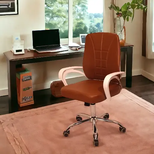 كرسي فوكس جلد فريم ابيض